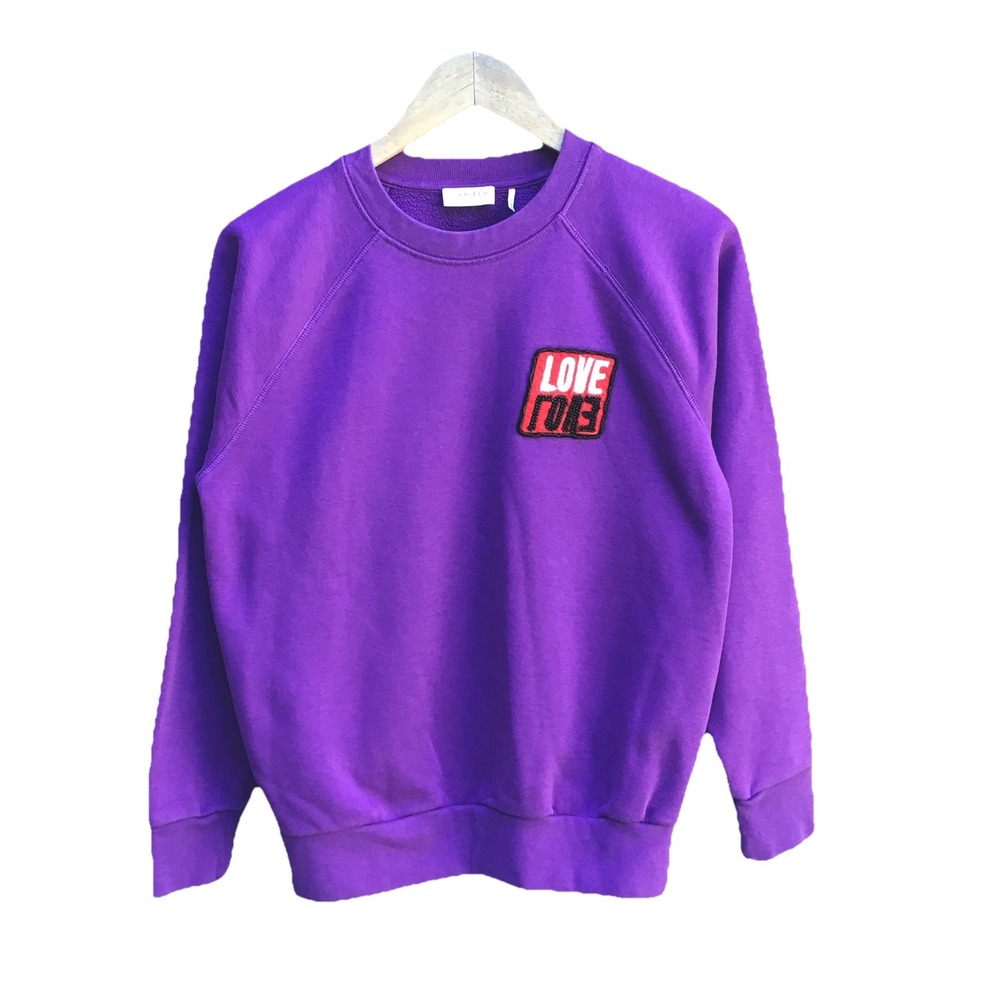 Sandro Paris Love Me Purple Crewneck Sweatshirt Women's Size 1 Patch Pullover